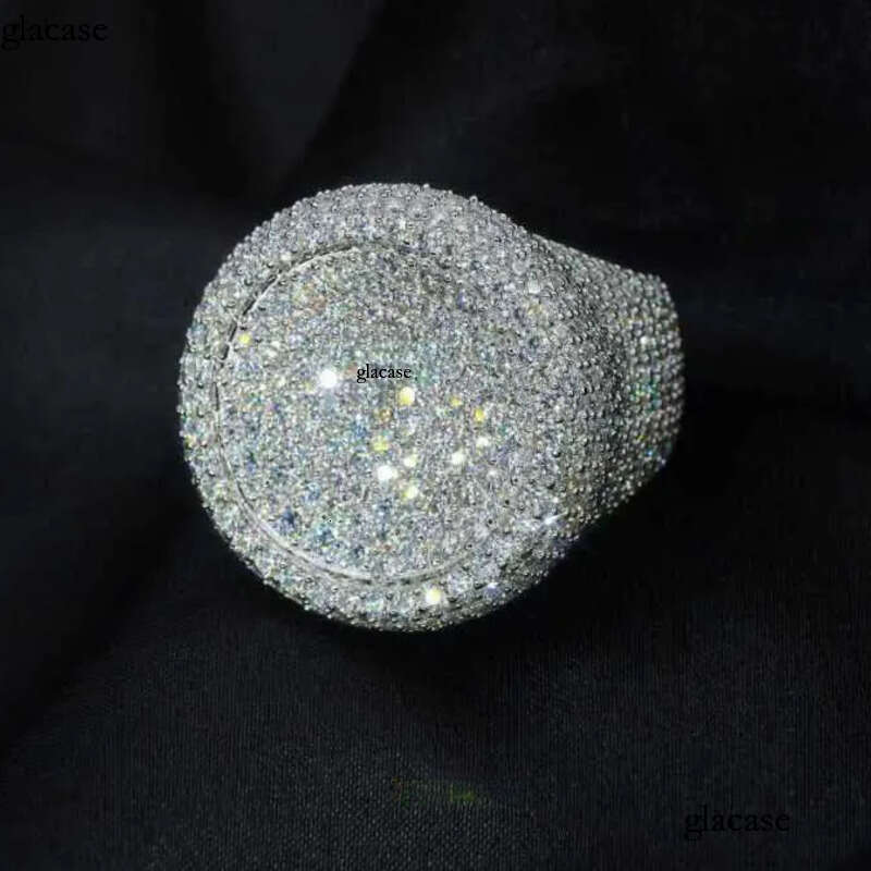 Fine jewelry iced out hip hop cuban gold plated sterg sier vvs moissanite dia ring for men