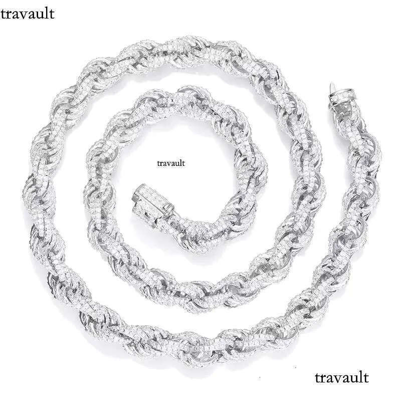 Wholesale VVS D Color Moissanite Hip Hop Cuban Necklace Link Iced Out Tennis S Sier 8mm Rope Chain