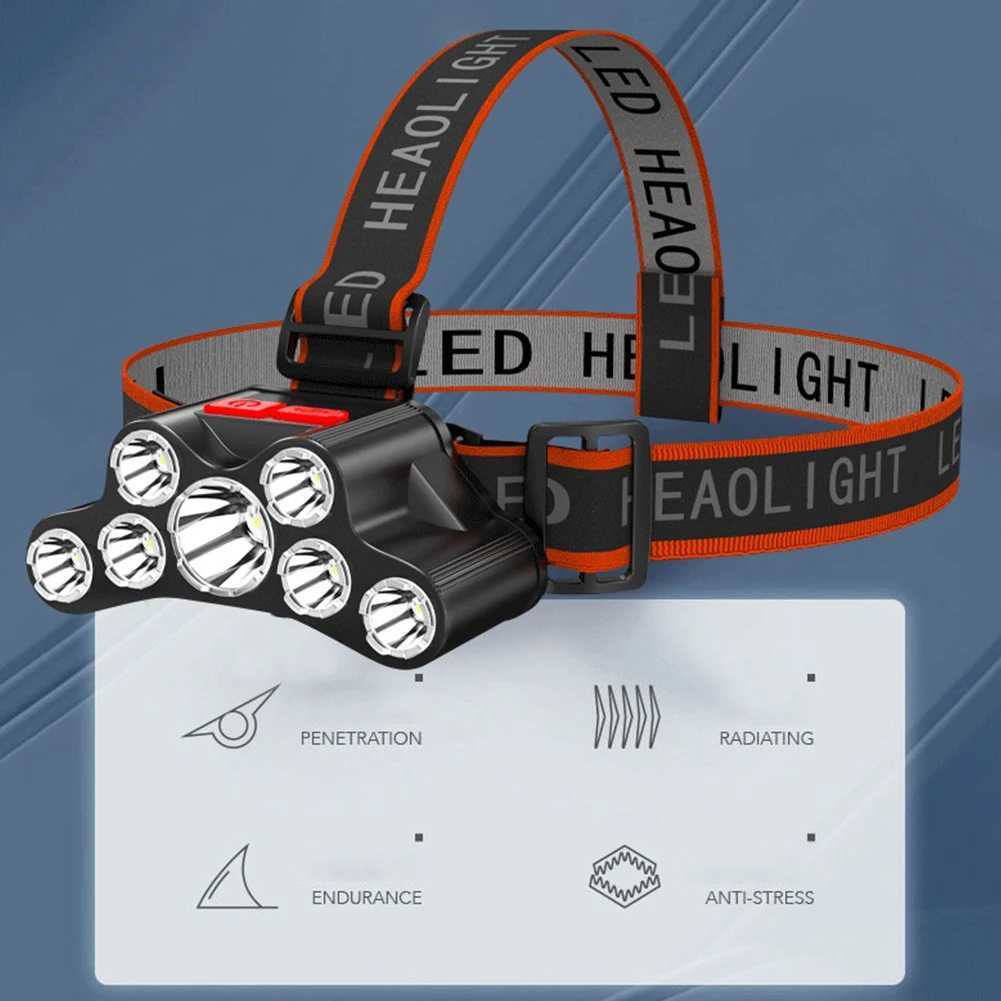 High Brightness Head Light 7 LED Flashlight USB Rechargeable 300LM Torch Cycling Light Waterproof Camping Hiking Headlamps J250925