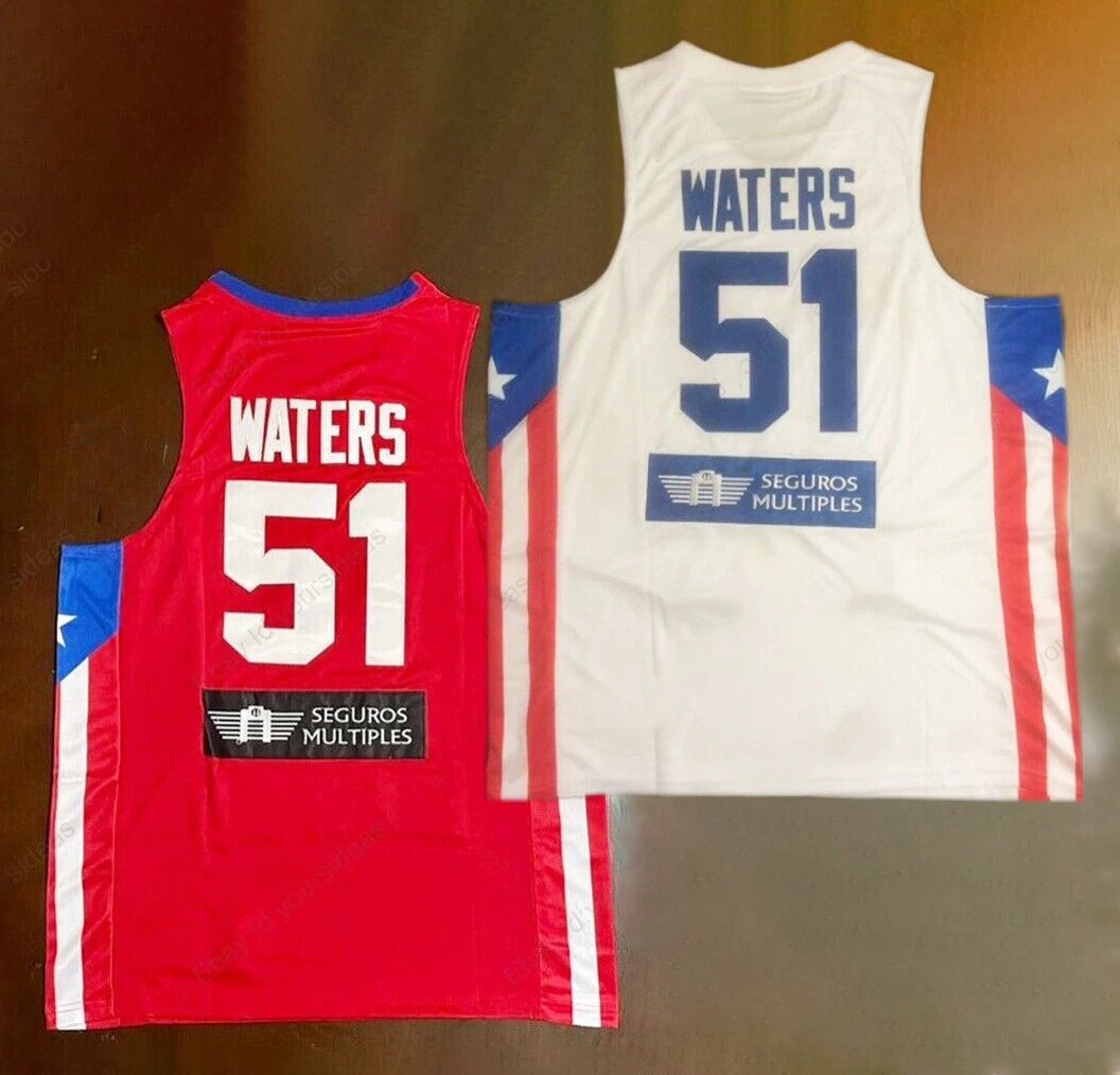 Custom Alvarado #10 Waters #51 Team Puerto Rico Basketball Jersey White/Red Sewn
