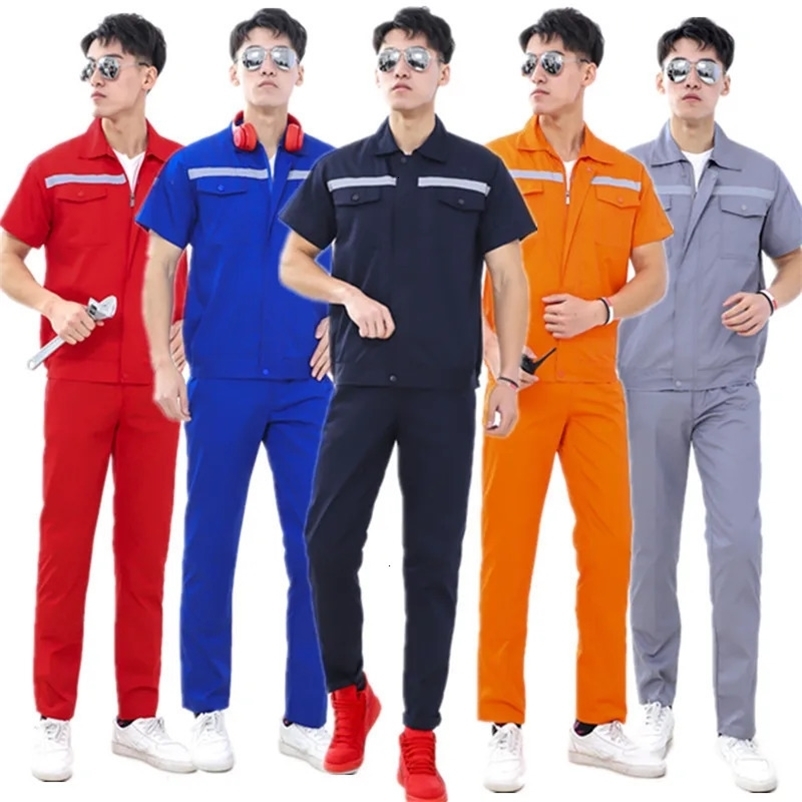 Summeworker Clothing Workwear Clothes Set Cleaners Workmen Factory Uniform Wear-resistant Repairman Auto Car Workshop Reflective 240716