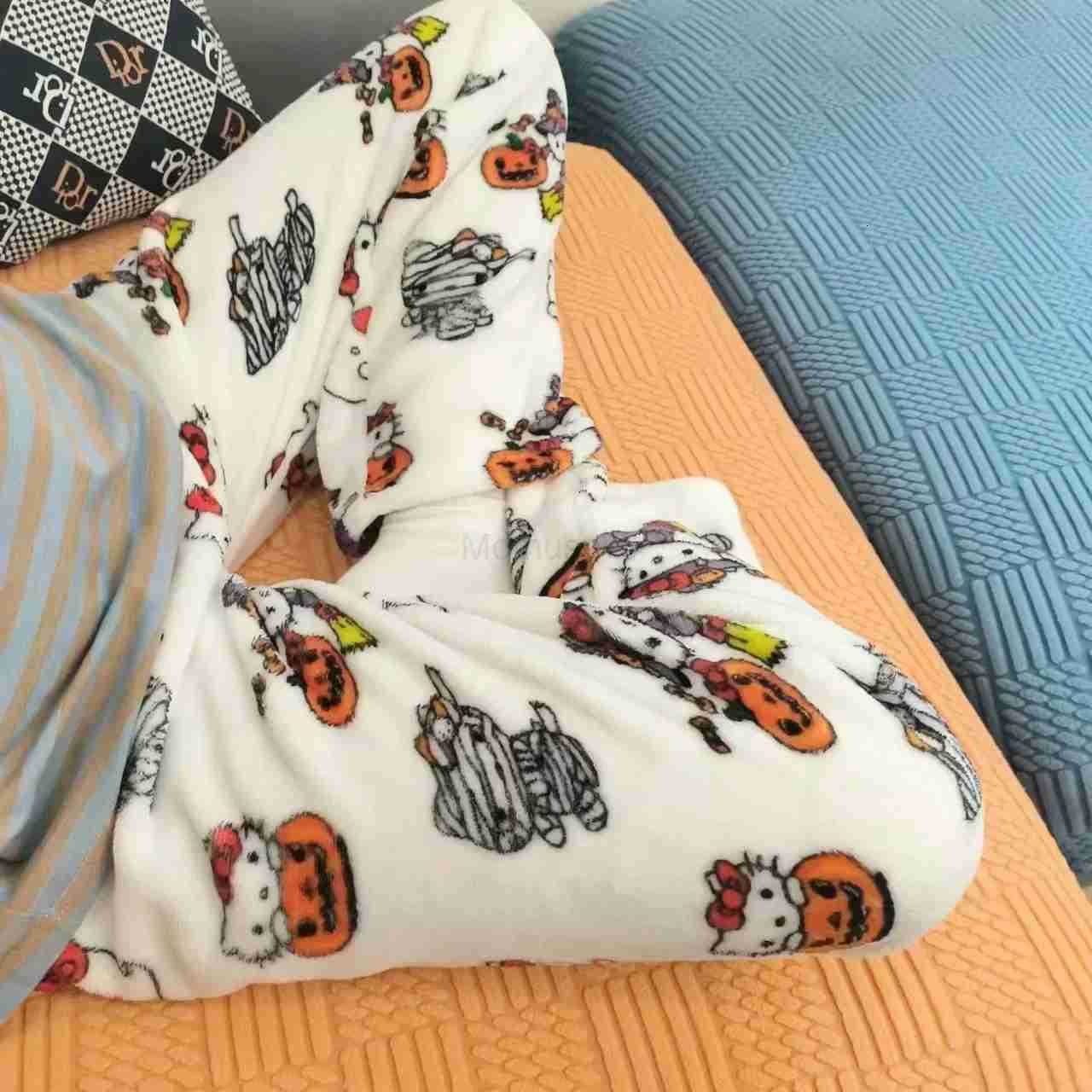 Sanrio Hello Kitty Pajama Pants Anime Fleece Double Elastic Fabric Soft Trousers Women New Trousers Kawaii Cartoon Birthday Gift L250925