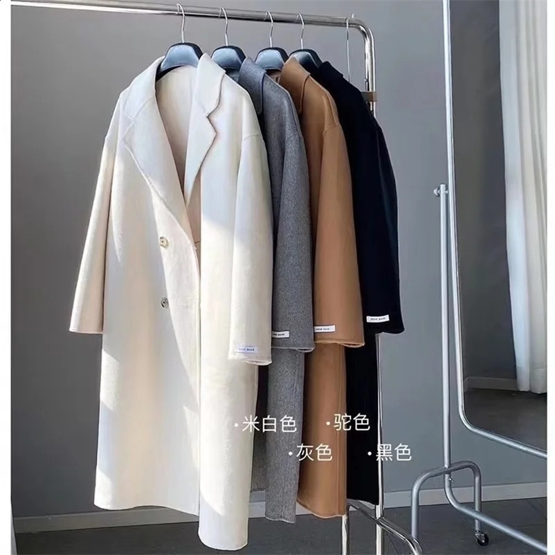 Autumn Womens Strapless Wool Coat Fashion Loose Style Womens Winter Clothing Long Coat Top 241007