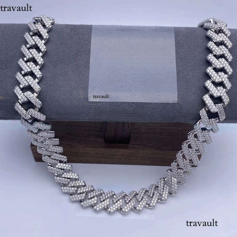 Fine Jewelry Moissanite Vvs1 d Color Cuban Link Chain Real Necklace Hip Hop Pass Dia Test Iced Out