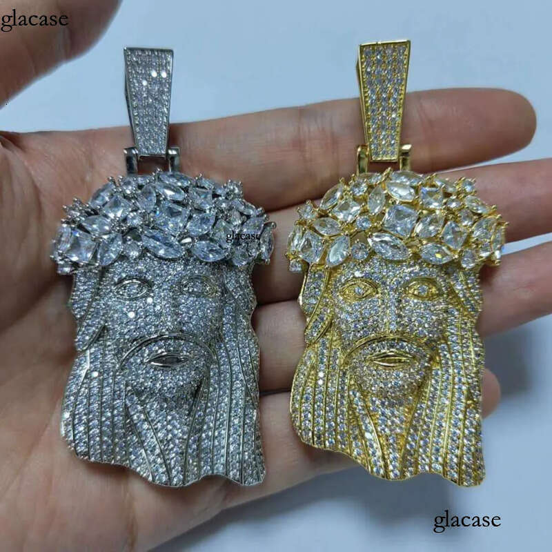 necklace moissanite chain Jesus Pendant with 13mm Moissanite Cuban Chain Necklace Hip Hop Jewelry for Men Gift