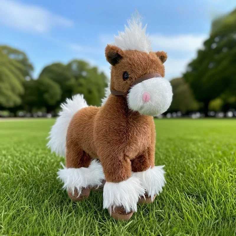 Hot Sale Realistic Horse Plush Toys Soft Stuffed Standing Warhorse Doll Cozy Huggable Animal Doll Cool Desktop Decor Kids Gift C250925