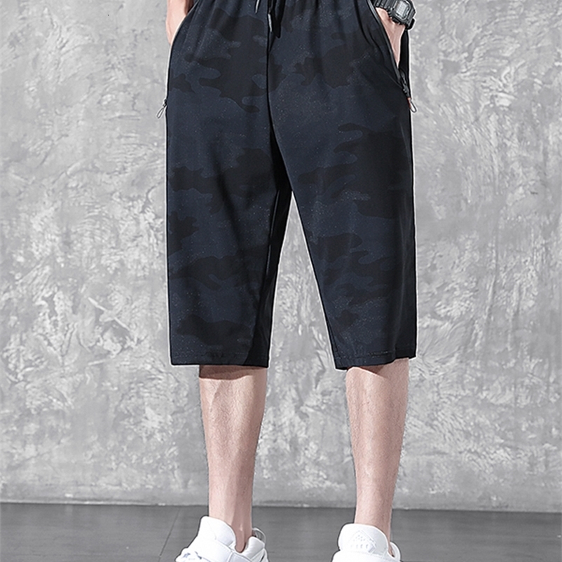 Men's Shorts Summer Black Camo Short Men's Sweatshirt Breathable Quick Drying Nylon Silk Short Men's Loose Casual Sweatshirt 8XL 230408