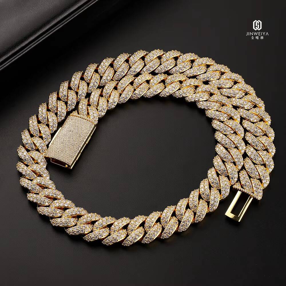 Fine Jewelry Hip Hop Iced Out Vvs Moissanite Miami Cuban Link Chain Necklace for Men