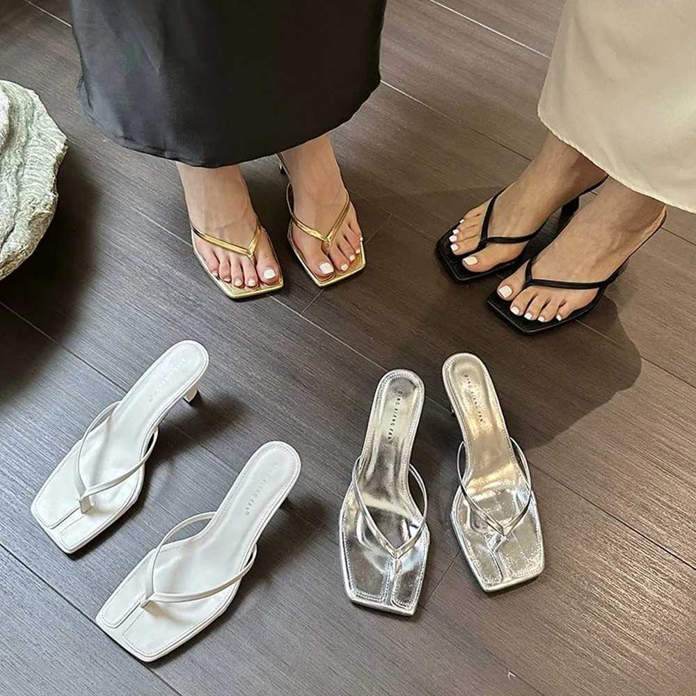 Female Summer Sexy Heels Sandals Slides Ladies Shoes Fi Women Pumps Square Toe Stiletto Flip Flops High Heels SlippersXJ250925