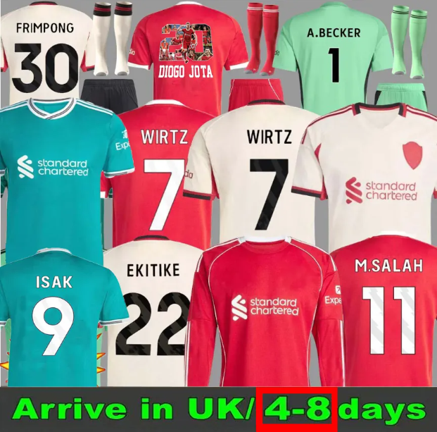 25 26 The RedsMohamed Salah Darwin Nunez 11 M SALAH Home Away men Soccer Jersey Dominik Szoboszlai Andy Roberson Alisson Becker Joe Gomez Joel Curis 2024 2025