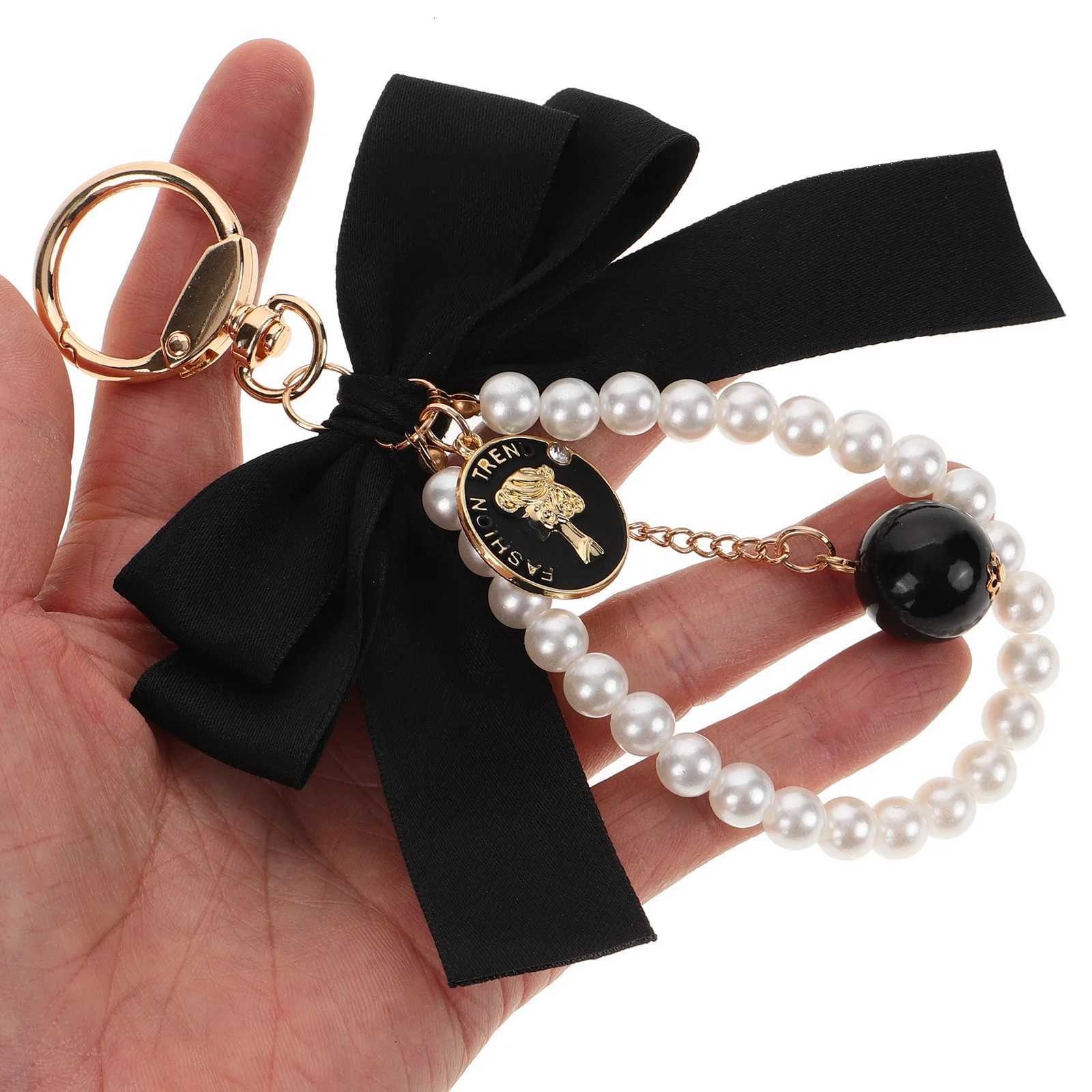 Fashion Bowknot Pearl Keychain For Women Korea Bag Accessories Womens Car Pendant Phone Chains DIY Accessories Lanyard Fashion Jewelry12 D250925