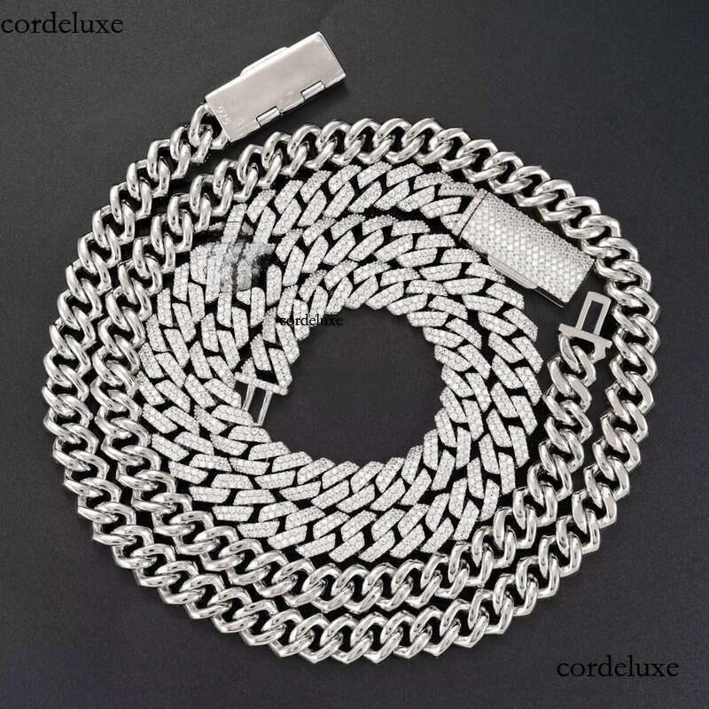 PROMOTION Fine 10mm Chain Bust Down Cuban Link VVS Moissanite Hip Hop Iced Out Gold Plated Necklace 8b