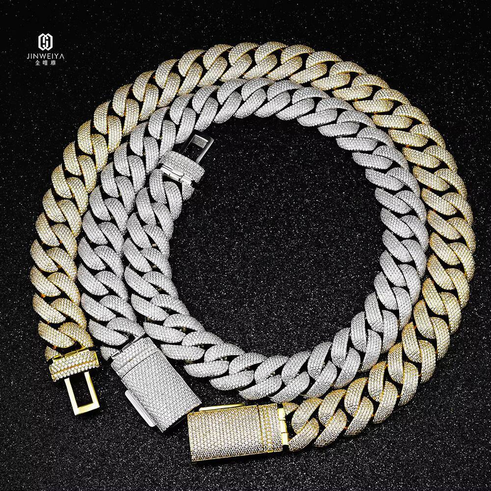 Heavy Duty VVS Moissanite Cuban Link Chain 925 Silver Material Iced Out Design20mm 5 Rows Hip Hop Jewelry