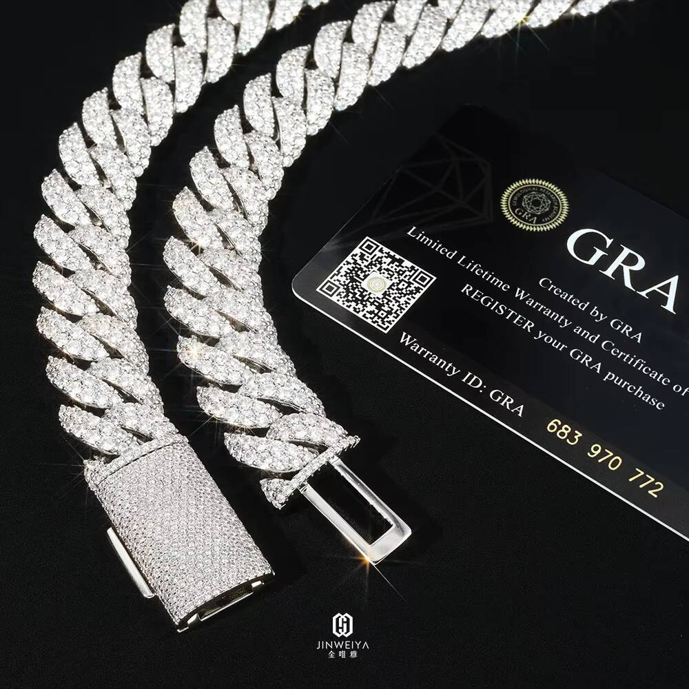 18K Gold Plated 925 Silver Moissanite 2Rows Diamond 16mm Cuban Chain Hip Hop Style Iced Out Necklace for Weddings