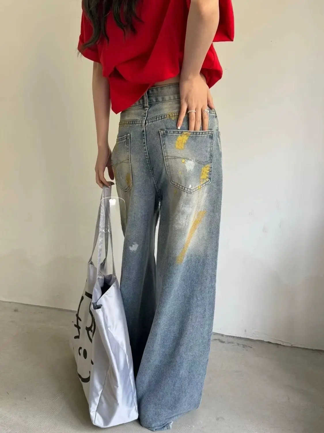 Sanrio Hello Kitty New 2025 Cartoon Cute Jeans Creative Womens Loose and Comfortable Straight Leg Wide Leg Pants Holiday Gifts L250925