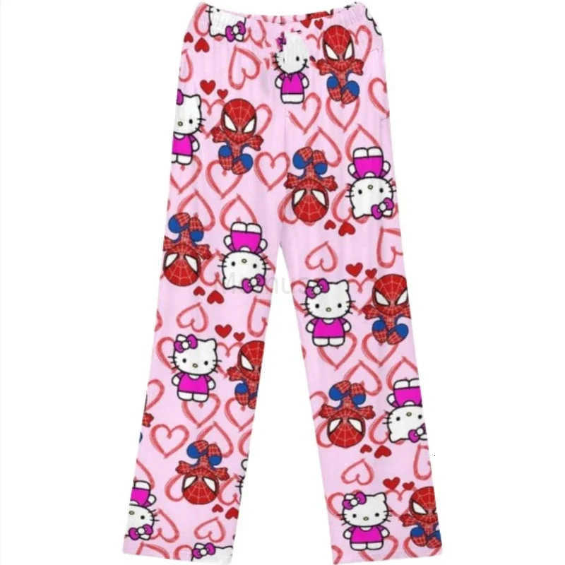 Sanrio Hello Kitty Anime Y2k Kawaii Flannel Pajamas WomenS Warm Woolen Cartoon Casual Home Pants Autumn Winter Fashion Trousers L250925