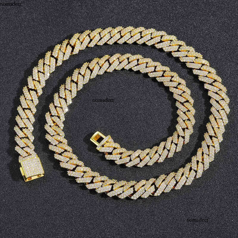 Moissanite Gold Sier Chains For Mens Womens Miami Cuban Link Chain Bracelets Necklace Jewelry 10mm e8