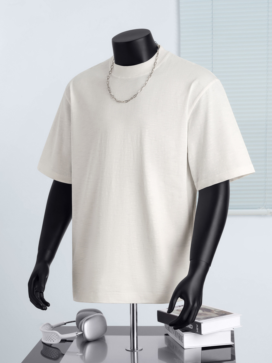Men's Heavyweight Slub Cotton Short-Sleeve T-Shirt - Loose Fit, Solid Color, American Retro Style for Summer | Elegant Commute Essential -52M
