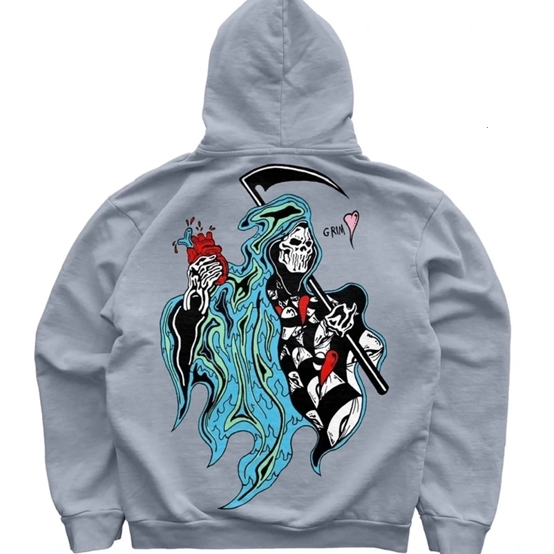 Streetwear Hoodie Y2K Mens Hip Hop Skull Graphic Print Oversized Hoodie Sweatshirt Harajuku Gothic Pullover Hoodie Clothing 240809