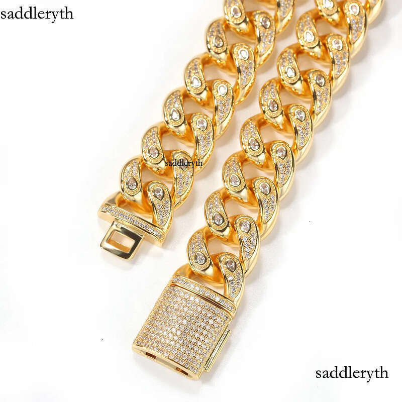High Quality Iced Out Cuban Link Necklace Bracelets Mens Hip Hop Gold Chain Necklaces Jewelry 15mm 32 91 5c