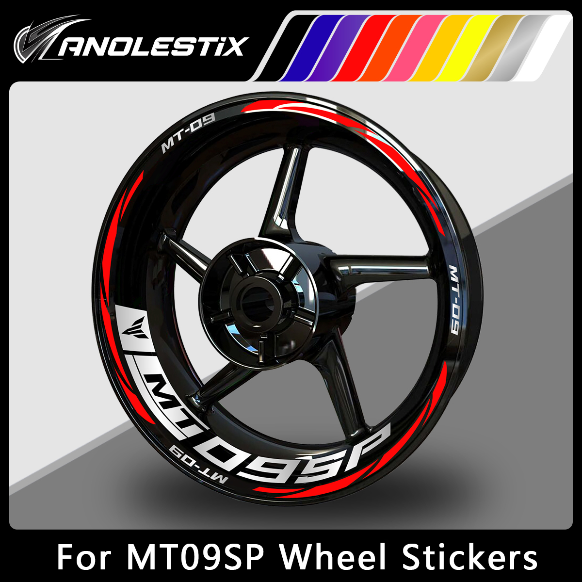 AnoleStix Motorcycle Wheel Rim Stripe Sticker Decal Reflective For YAMAHA MT09 SP
