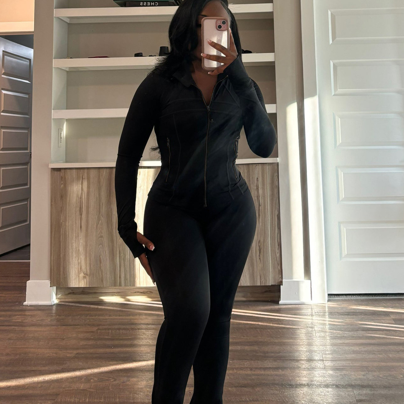 2025 Spring Summer New Sports and casual Women's Sexy Tight Long Sleeve Horn Two-piece Set