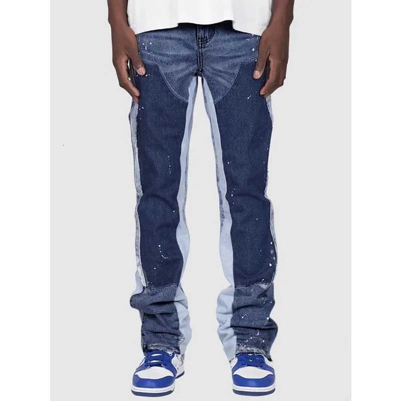 2025 GD Style Splashink La Flare Jeans Pants Hiphop Streetwear Men Vintage Y2K Denim Jeans Graffiti Trousers Denim Pants6 D250925