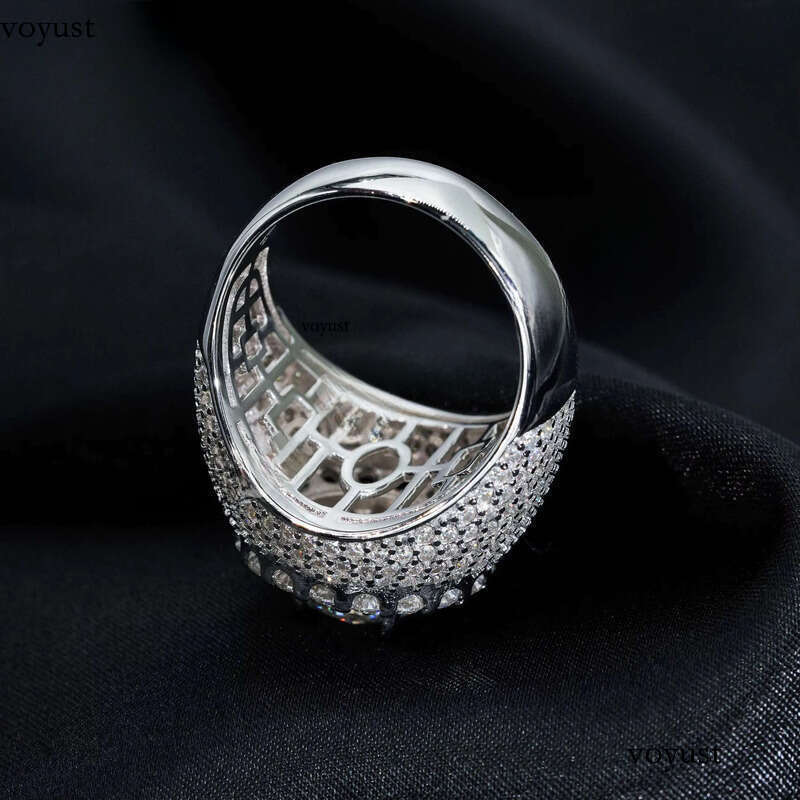 Fashion Fine Jewelry 2 ct Central Cluster Real Gold Plated Sier Rings Men Iced Out VVS Moissanite Ring