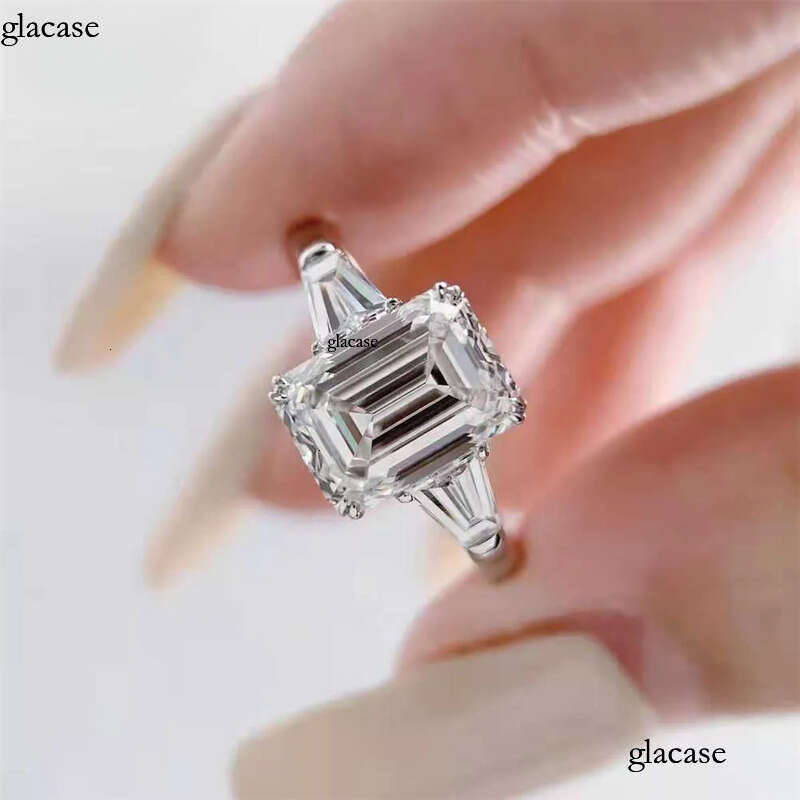 GRA Moissanite Dia 1-5ct D GH VVS 10K14K gold dia Emerald cut wedding moissanite ring