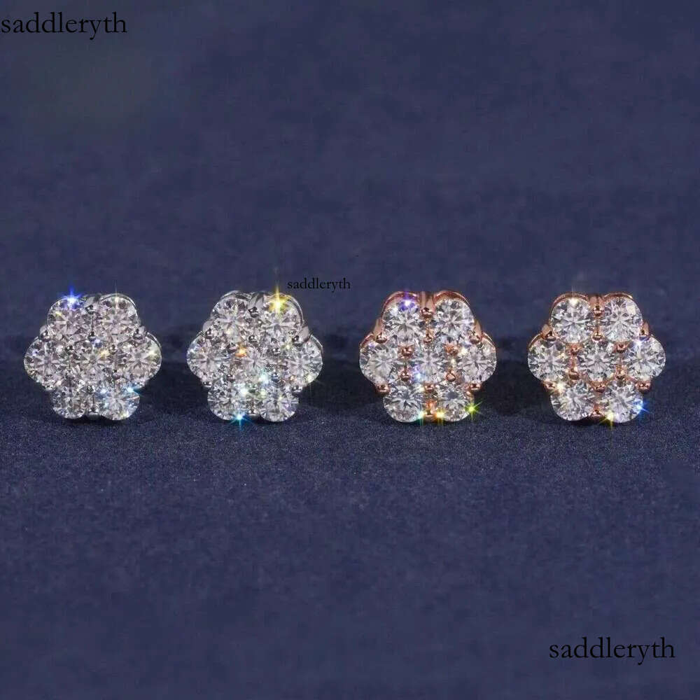 9mm Sun wer Design Sterg Sier VVS Moissanite Stud Hip Hop Earring Jewelry For Men Women d0
