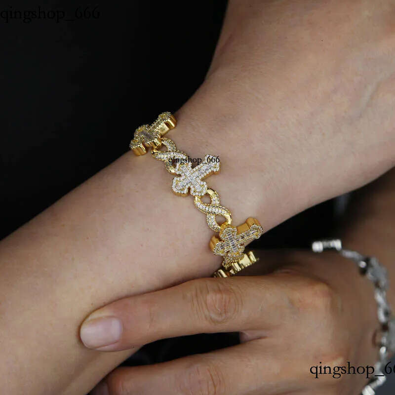 Jewelry Hip Hop Gold Plated VVS Moissanite new cross 8-character dia fashiontide wholesale men's bracelet