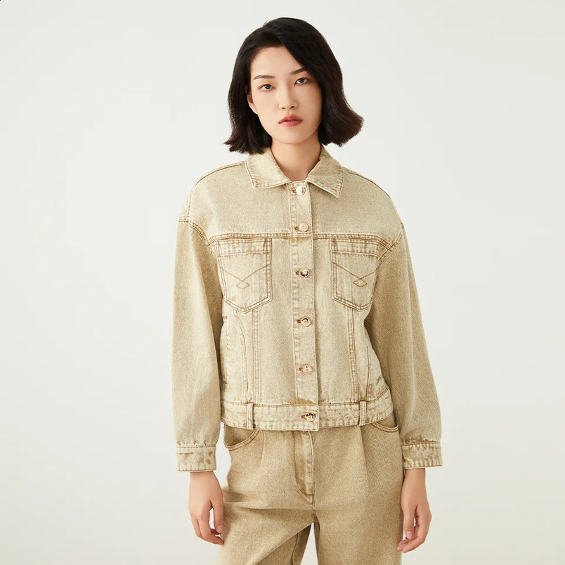 K2212W 100% pure cotton womens high-quality knitted denim jacket suitable for autumn and winter Ladi denim coats 240906