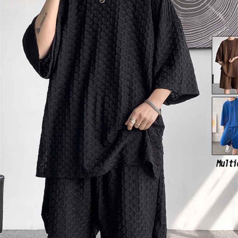 Men's Tracksuits Gmiixder Men Ice Silk Sports Suit Men's Summer Casual Hip Hop Short-sleeved T-shirt Solid Shorts Unisex Urban Style Tracksu