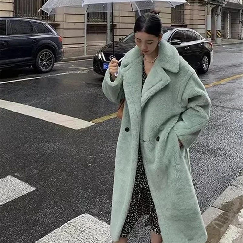 Women's Fur Faux Fur Women Winter Faux Fur Warm Long Coat Long Sleeve Female Thick Teddy Bear Coat Casual Loose Oversize Outwears 231025