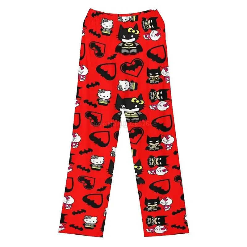 Sanrio New cartoon Hello Kitty SpiderMan Batman thin loose printed pajamas trousers for men and women cartoon home casual pants L250925