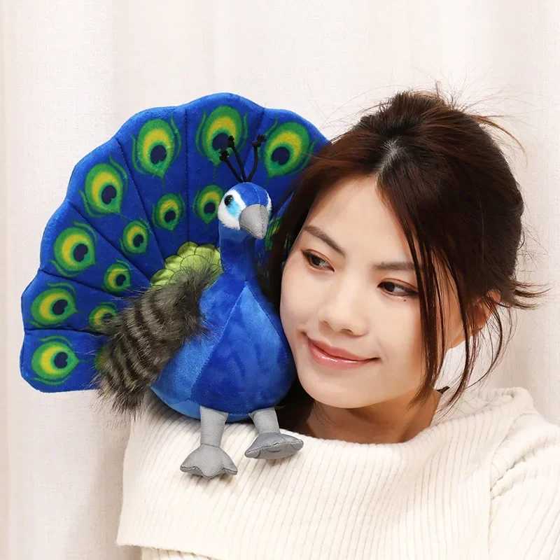 Creative Simulation Peacock Plush Toy Green Blue Peacock Spread Tail Beautiful Plush Doll Quality Stuffed Cotton Adorns Bedroom C250925