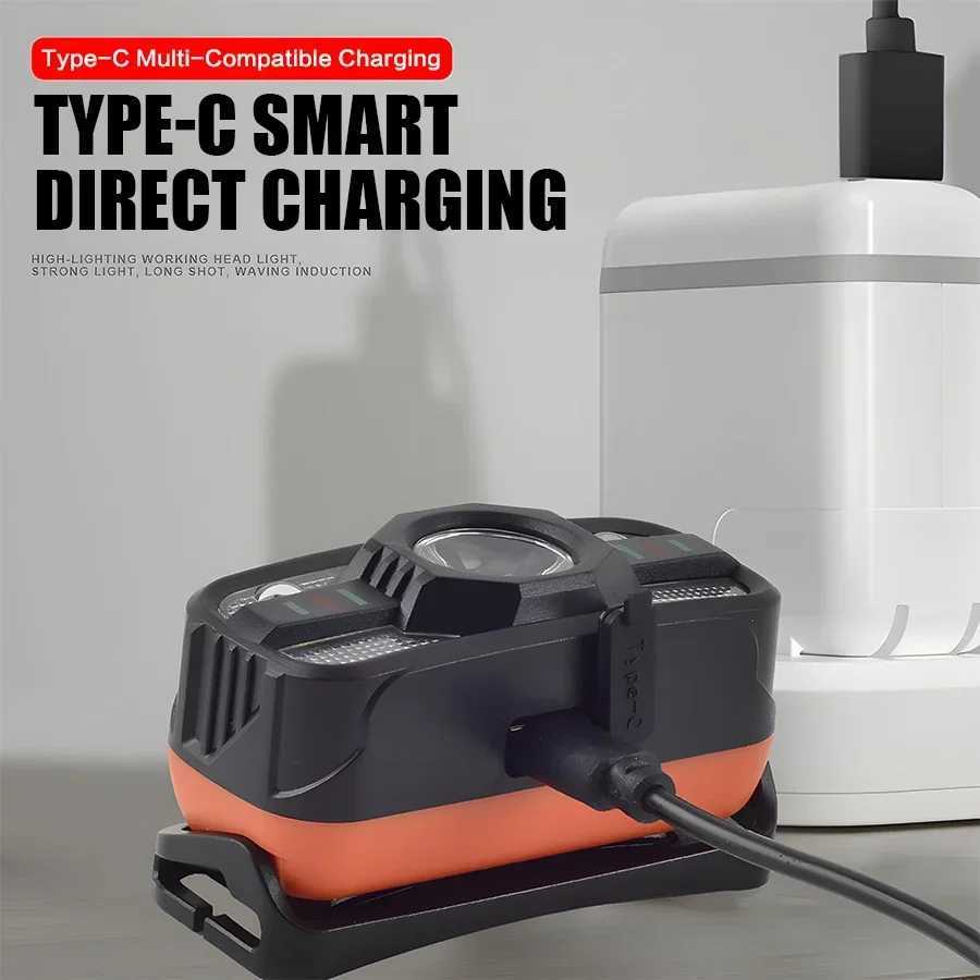 Rechargeable LED Headlamp Sensor Headlight With COB and LED Beads 6 Lighting Modes White and Red Light Fishing Light J250925