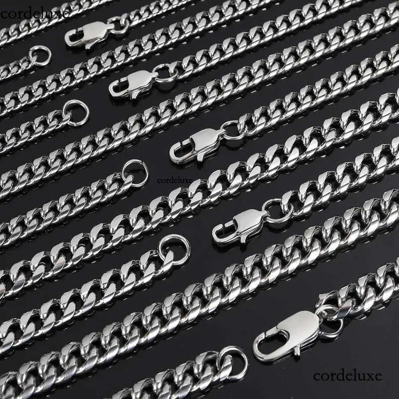 Hip Hop Cuban Link Chain Real Gold Plated Stainless Steel Metal Necklace for Men 4mm 6mm 8mm 1a