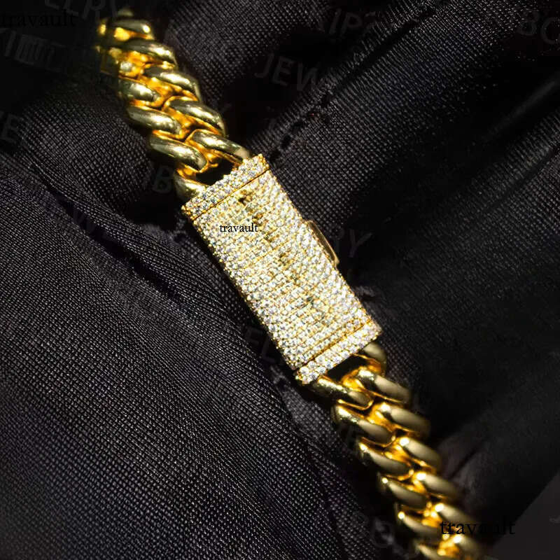 Hip Hop Jewelry Cuban Link Miami VVS Moissanite Sterling Sier 10MM Without Dia Chain Iced Out Necklace Chains