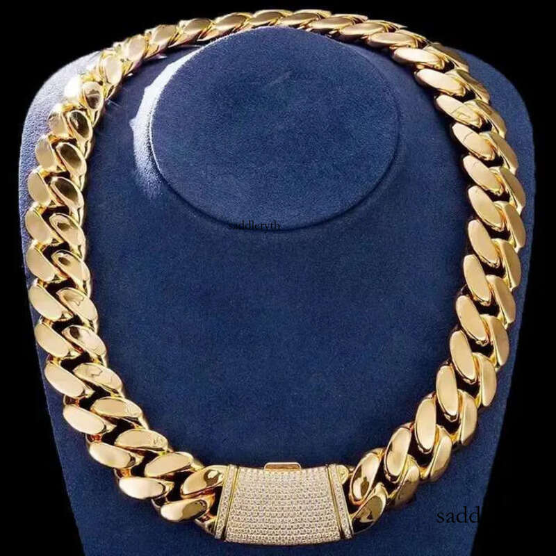 All Size 8mm 10mm 18mm Chain Plain Sier Moissanite Clasp Gold Plated Miami Cuban k