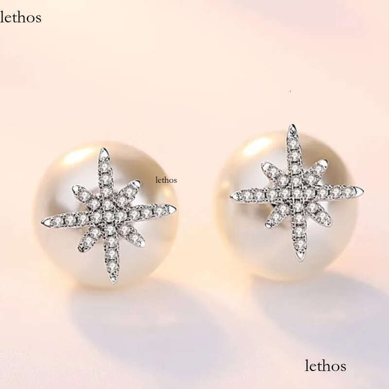 Star Crystal Designer Stud Earrings with Pearl Shining Bling CZ Zircon Dia Stone Elegant Earring Earings Ear Rings Jewelry for Women2024