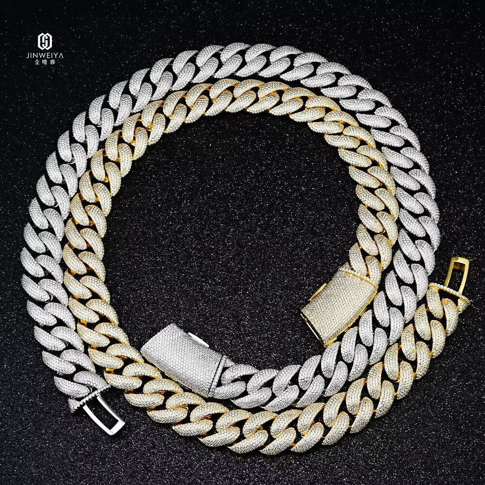 Heavy Duty 18mm 5 Rows VVS Moissanite Cuban Link Chain 925 Silver Material Iced Out Design Hip Hop Cuban Link Chain Men