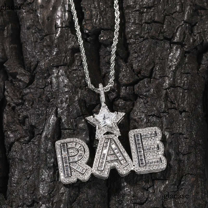 DIY Custom A-Z Name Letters Pendant Necklace 5A T Zircon Women Men Jewelry Gift