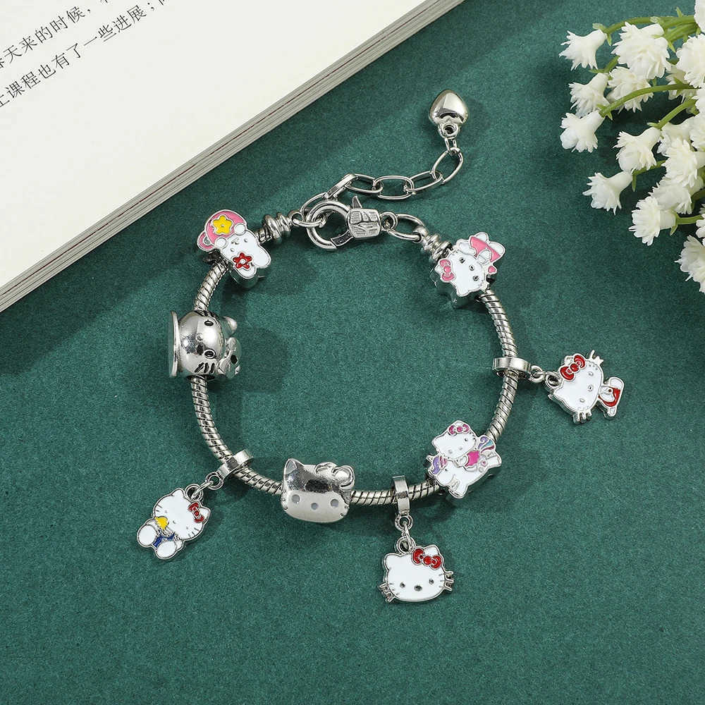 Sanrio Hello Kitty Adjustable Bracelet Cute Cartoon Anime Alloy Jewelry Stylish Daily Wear Perfect Gift for Fans L250925