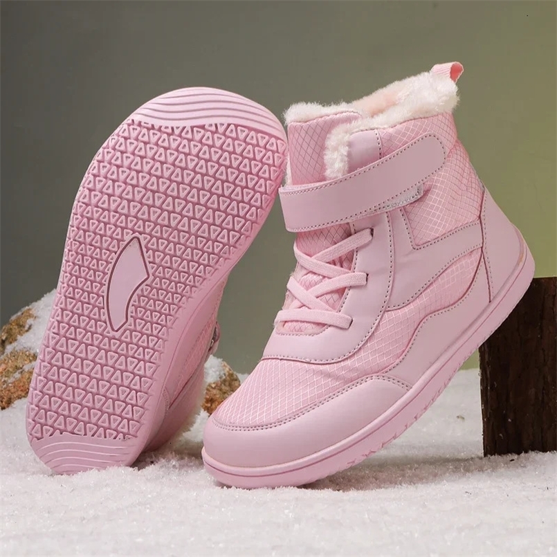 Girls Winter Snow Boots Wide Toe Barefoot Insulated Waterproof Fur Lined Shoes for Boys Kids Cold Weather Sneakers 241106