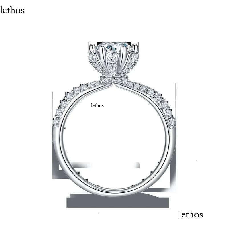 DHCollections Engagement Rings Jewelry Plated Ring Gold High Quality in Stock Sterg Sier for Women with Moissanite 1ct 6.5mm M27A 75