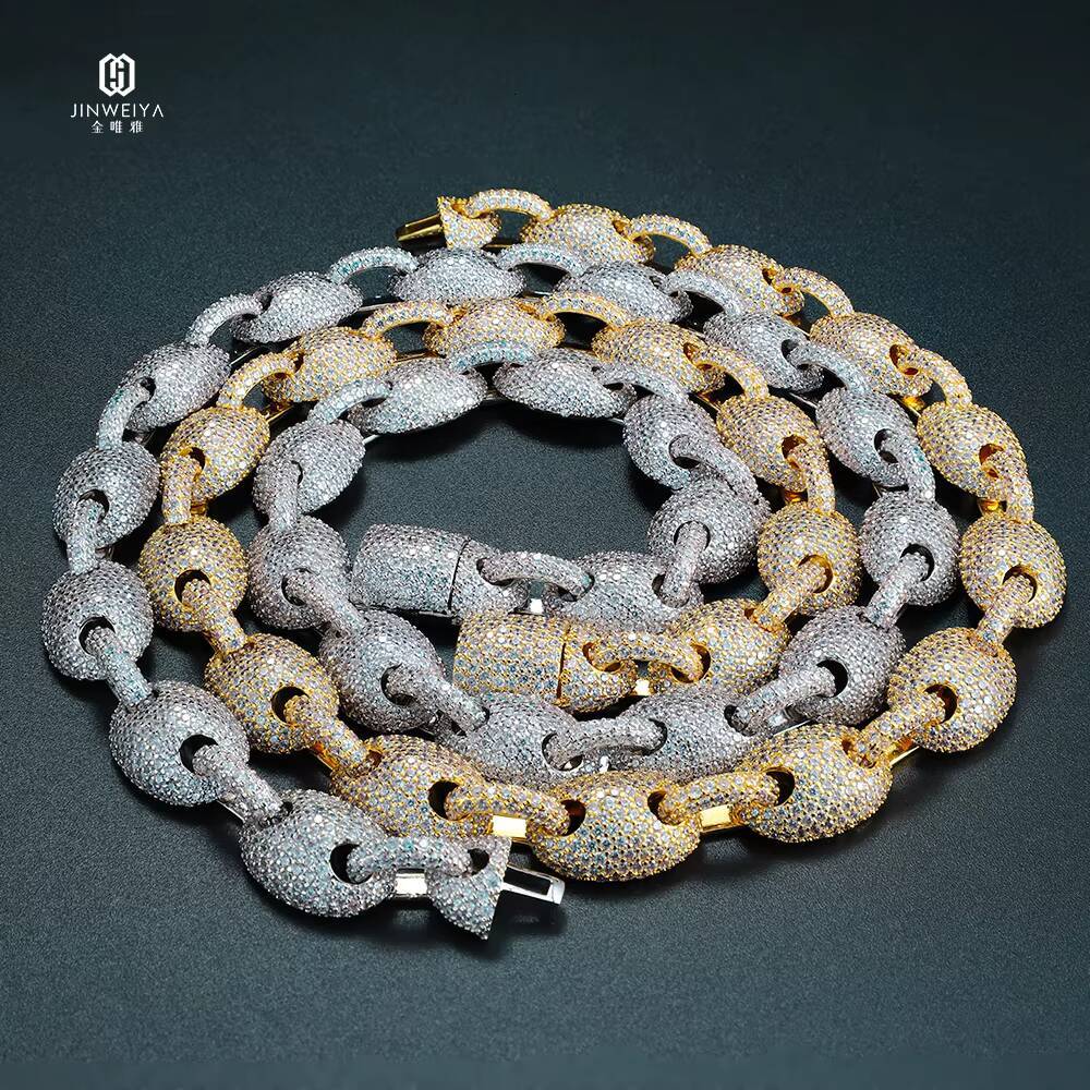 FaMoissaniteory Sale Hip Hop Copper Jewelry Miami Cuban Chain Mens Necklace Bracelet Shiny Moissanite Ice Out Jewelry Set