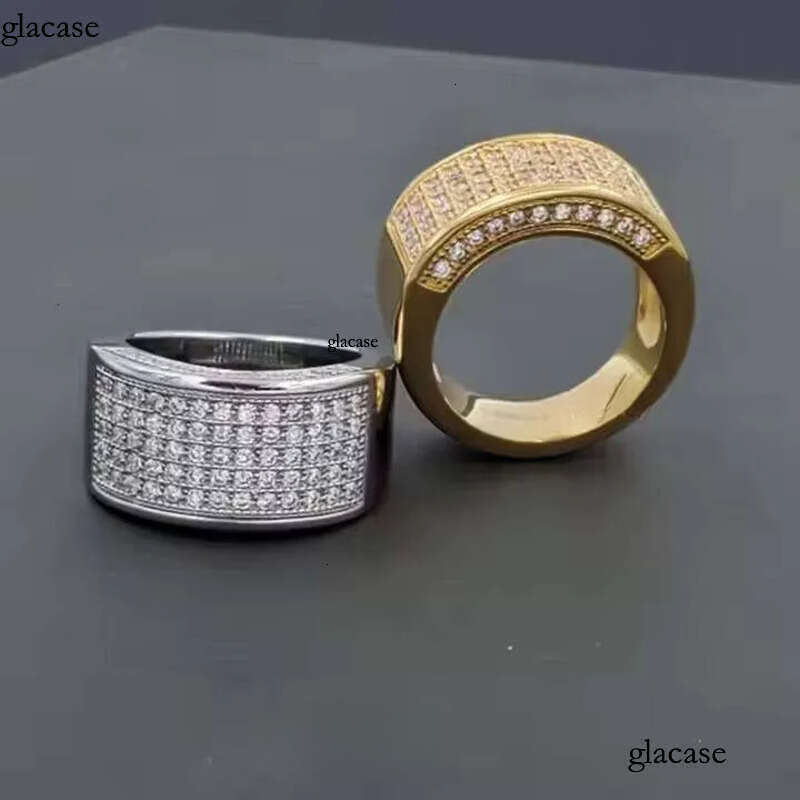 10 K Solid Gold / Sier Plated Men's Engagement & Wedding Ring Round Cut Moissanite Dia Custom Iced for Party jewellery