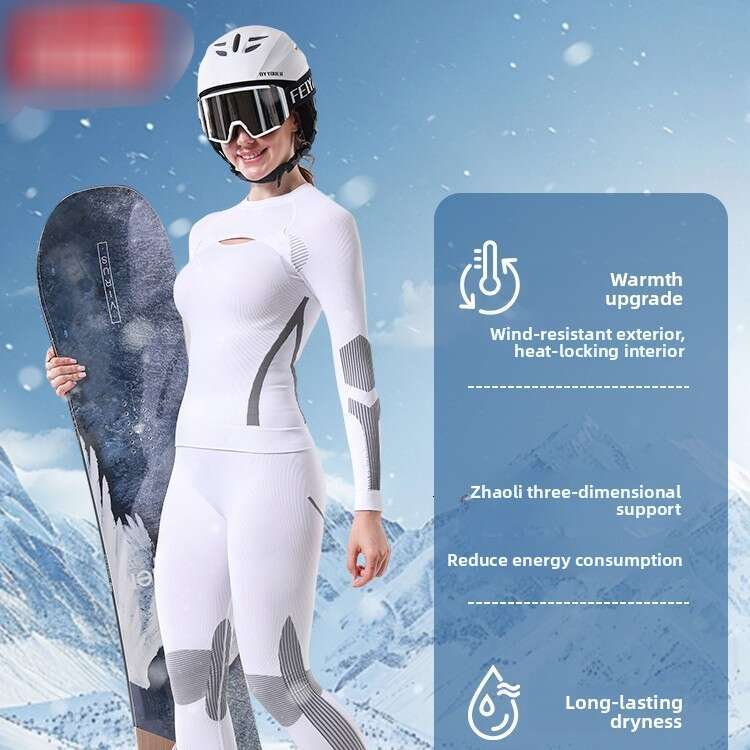 Autumn Winter Fashion Hollow Out Quick-Dry Ski Suit Underwear Set For Women Sports Moisture-Wicking Compression Thermal Base Layer