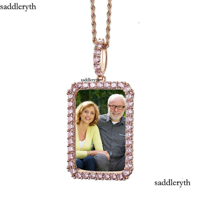 Custom Photos Necklace Fashion Gold Plated Square Memory Iced Out Pendant Mens Hip Hop Necklaces Jewelry 29 1e 9e